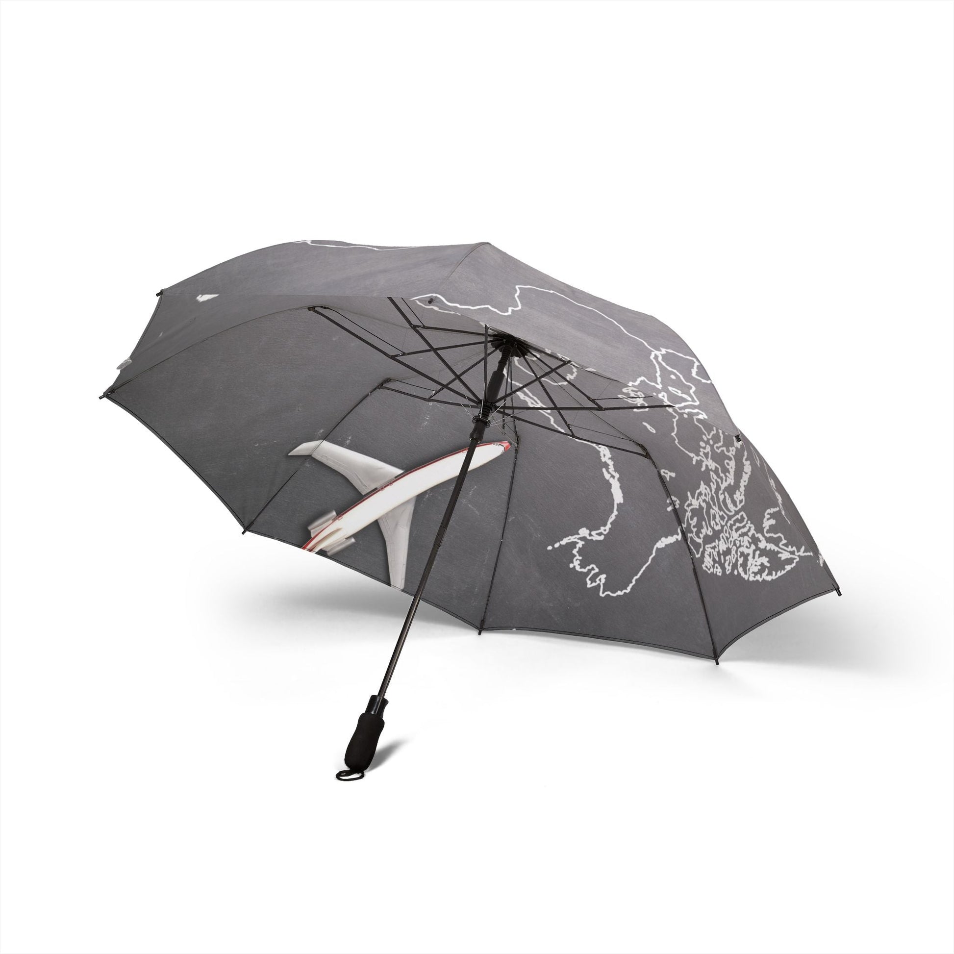Vintage World Map Travel Umbrella. Foldable Travel Umbrella With Map Print. Chic Neutral Umbrella For Travelers. 