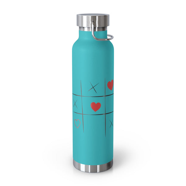 XOXO Game Copper Water Bottle with Leak-Proof Lid - Perfect Romantic Gift. 22oz