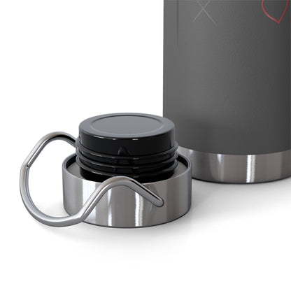 XOXO bottle for her. XOXO bottle for him. Chic water bottle gift. Everyday hydration bottle. Double wall stainless steel water bottle for hot and cold beverages.