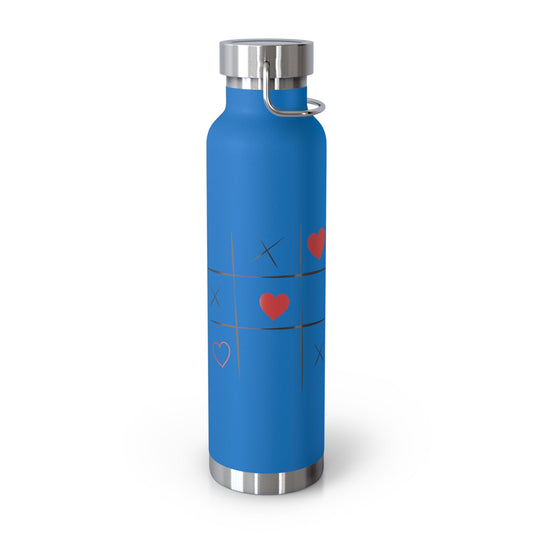 XOXO copper water bottle. Romantic gift water bottle. Insulated XOXO drinkware. Leak-proof XOXO bottle.