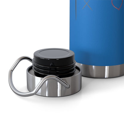 BPA-free XOXO bottle. Eco-friendly water bottle. Modern love-themed bottle. Premium copper drink bottle.