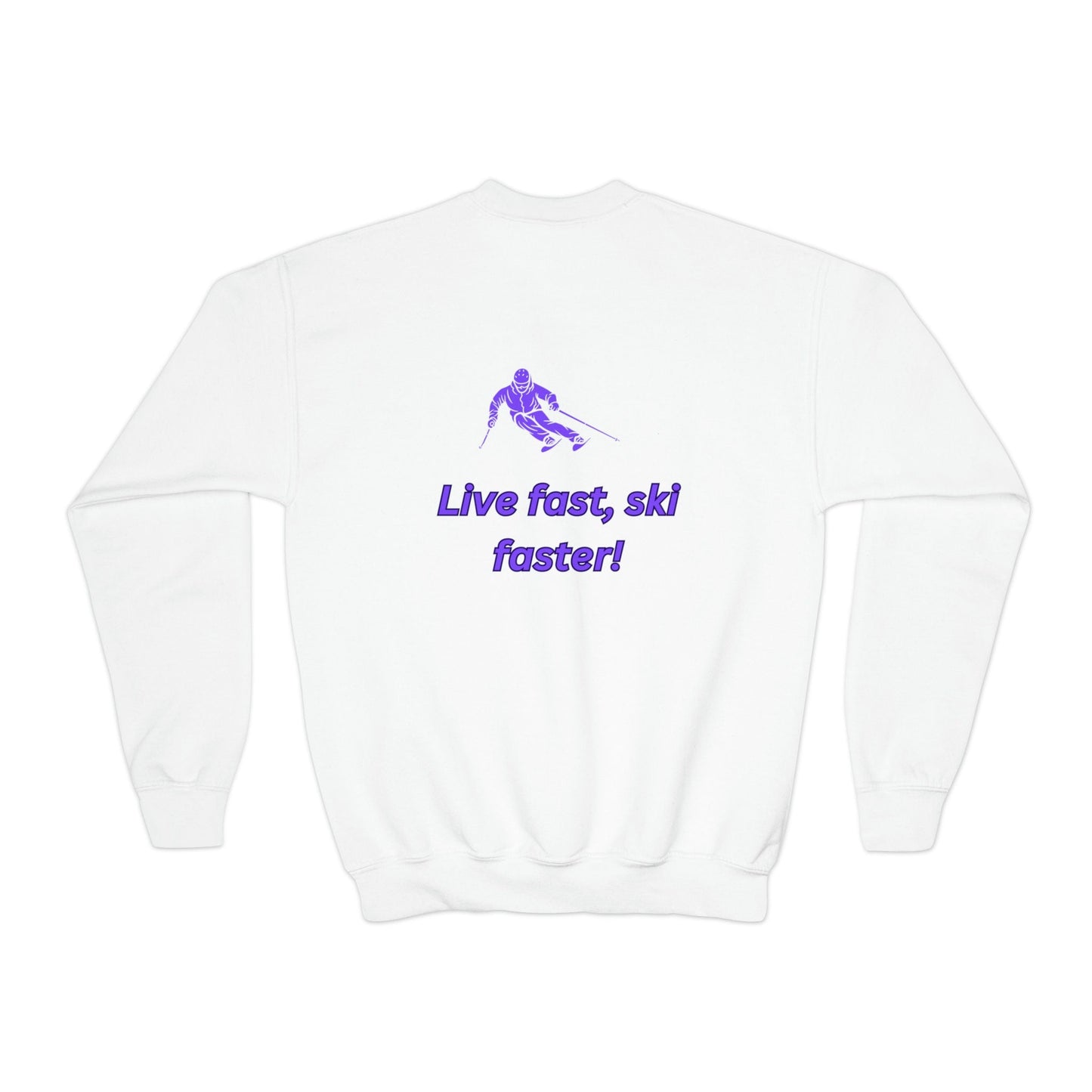 Youth Sweatshirt: Live Fast, Ski Faster | Cozy Crewneck in Multiple Colors - Best Gifter Ever: Unwrap Your Passion: Ski. Snowboard. Travel. Love. Play. Shop.