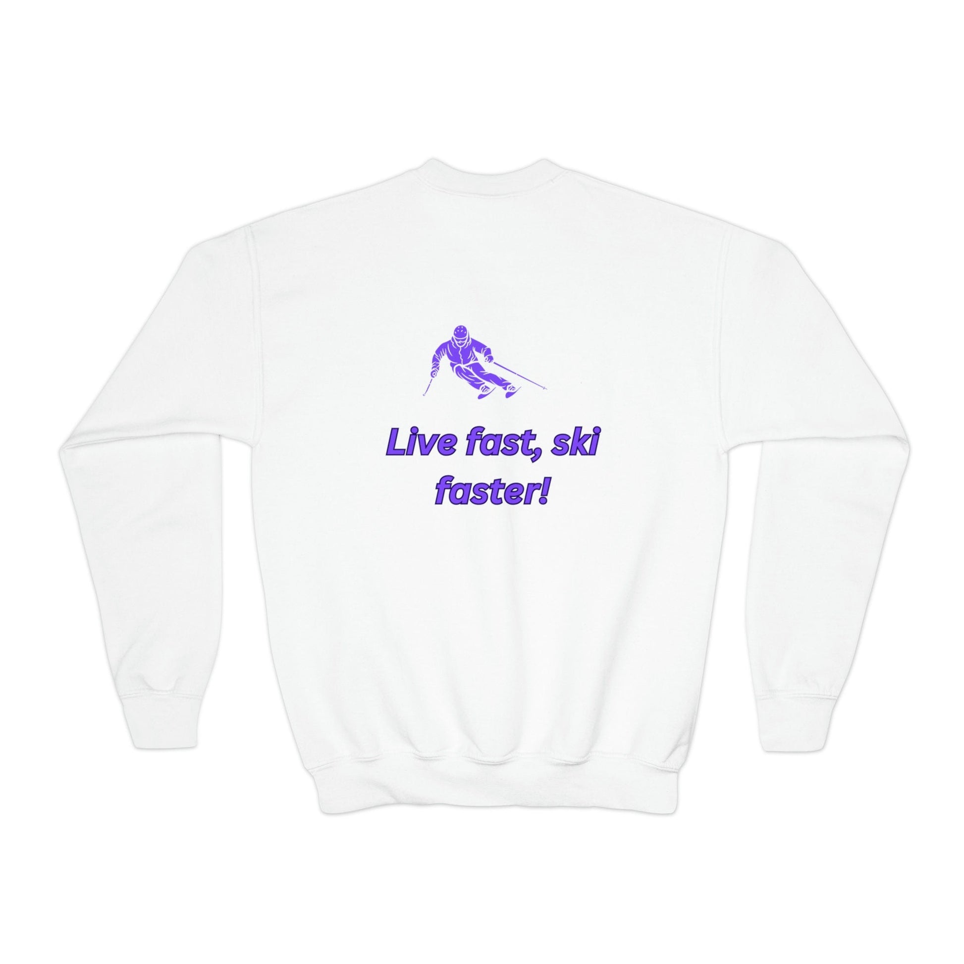Youth Sweatshirt: Live Fast, Ski Faster | Cozy Crewneck in Multiple Colors - Best Gifter Ever: Unwrap Your Passion: Ski. Snowboard. Travel. Love. Play. Shop.